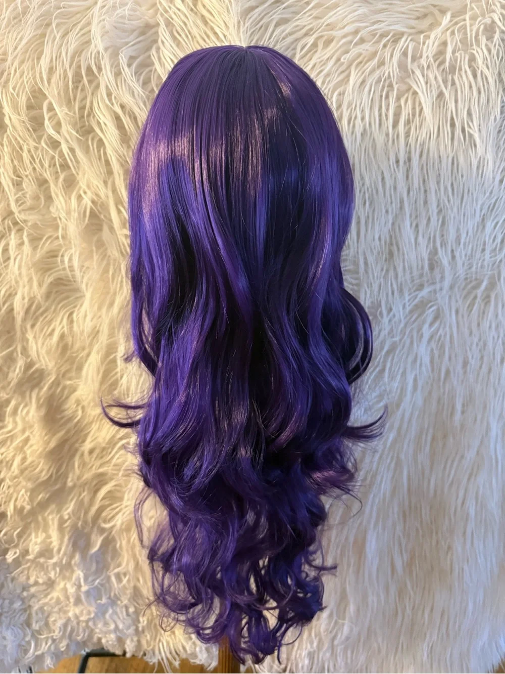 Long Wavy Purple Women’s Wig with Side Bangs